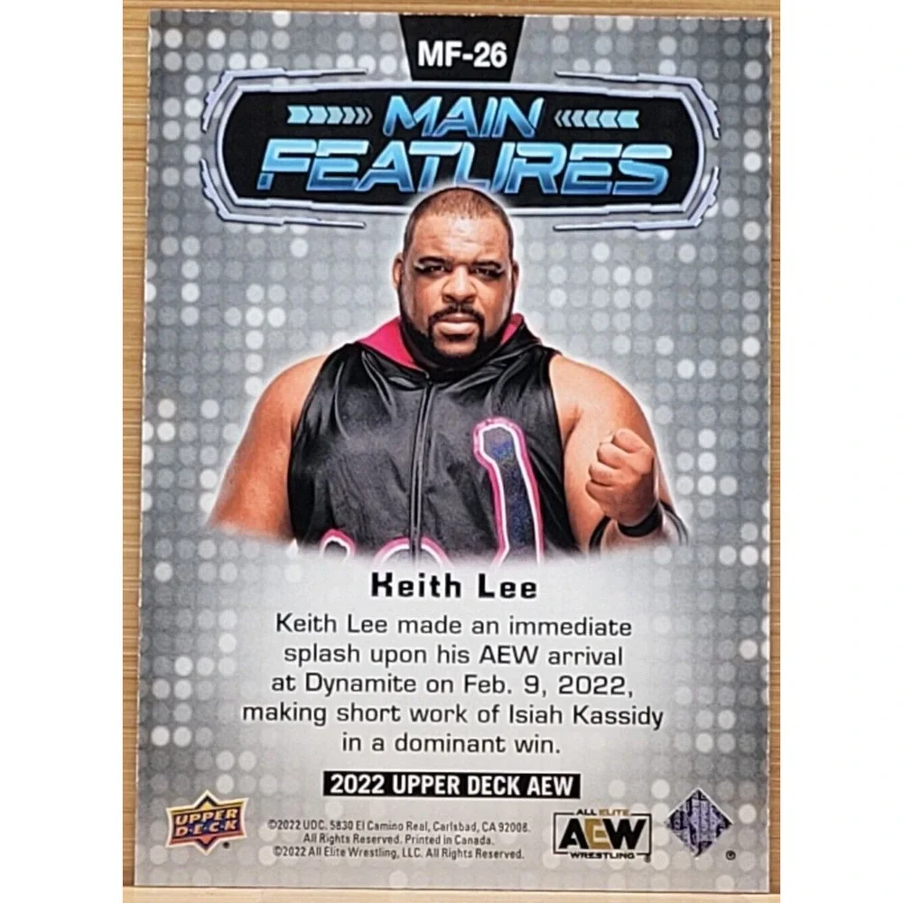 2022 UPPER DECK AEW‎ KEITH LEE MAIN FEATURES RED  #D/50